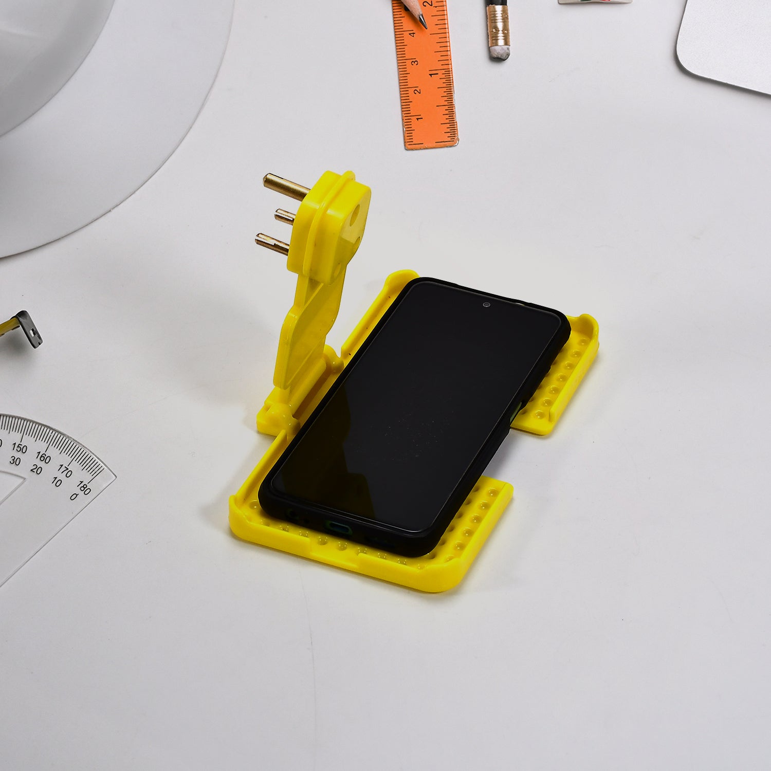 6496Y Multi-Purpose Wall Holder Stand for Charging Mobile Just Fit in Socket and Hang (Yellow) DeoDap 6496Y Multi-Purpose Wall Holder Stand for Charging Mobile Just Fit in Socket and Hang (Yellow) DeoDap